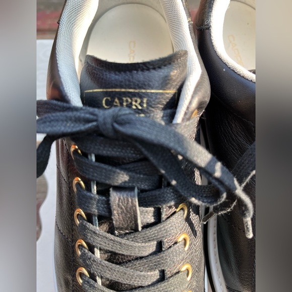 Cappelletti Capri Black Leather Sneakers Size EU 39/ 8.5 w/ Gold sketched Capri - Picture 5 of 10
